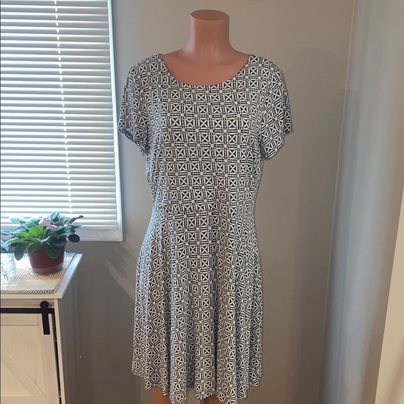Loft Printed Short Sleeve Midi Dress - Size 14 - Picture 1 of 8